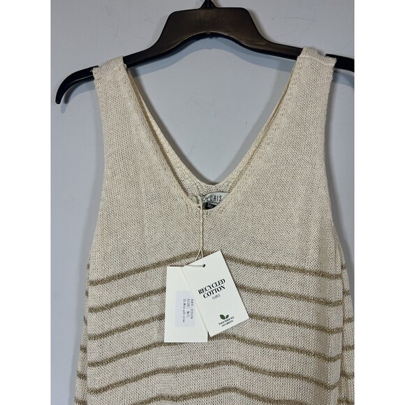 Floris Made in Italy Crochet dress ivory Gold Metallic Stripe M/L NWT #2319 - Picture 8 of 10